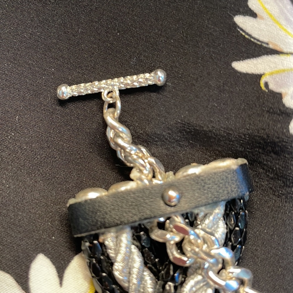 Braided Silver/Black Toggle Beautiful Bracelet Ne… - image 3
